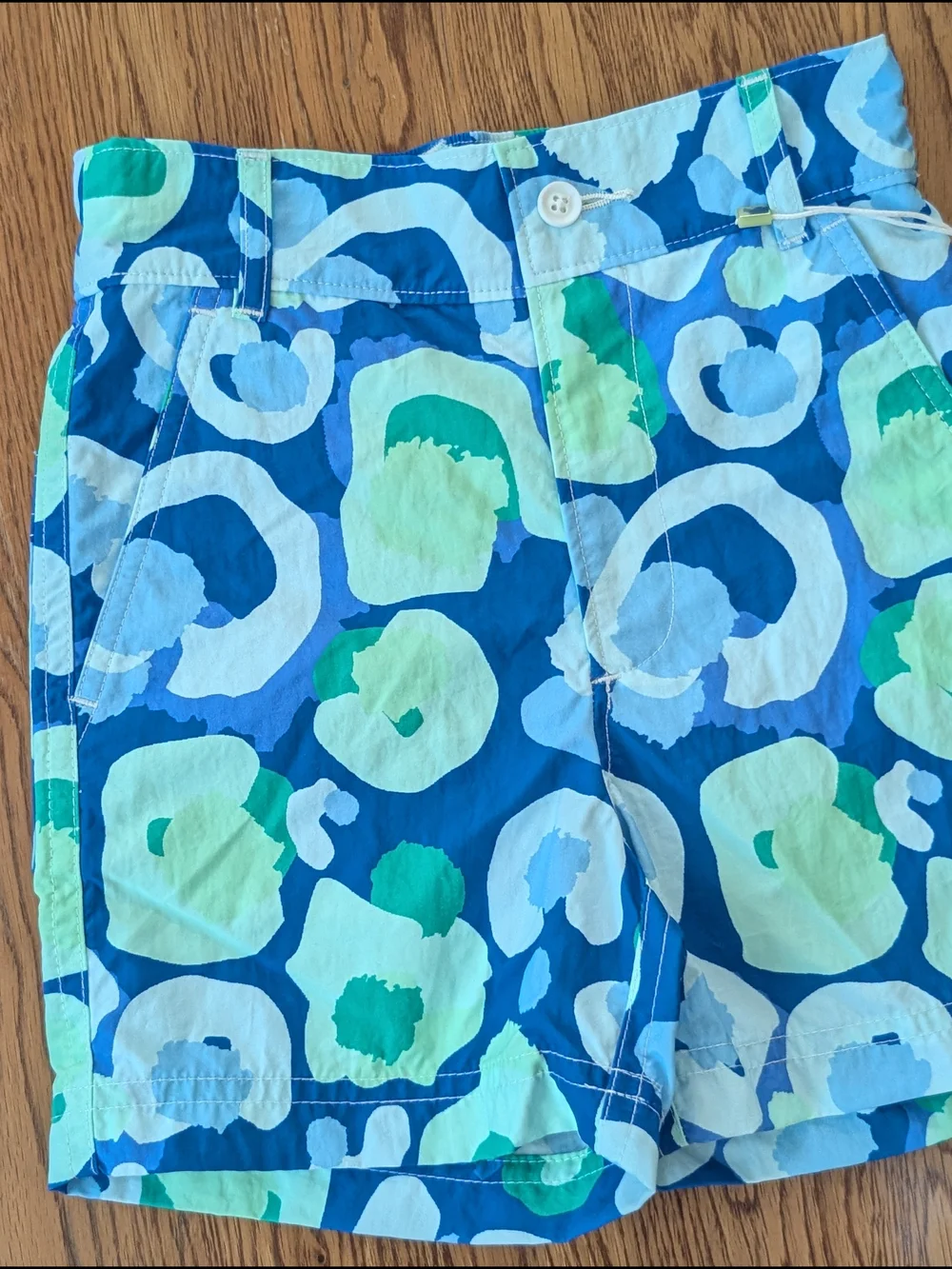 Emily McCarthy Blue Green Sea Glass Cheetah Print Boys Swim Trunks Shorts